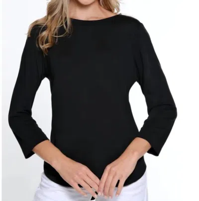 MULTIPLES 3/4 SLEEVE HIGH LOW TOP IN BLACK
