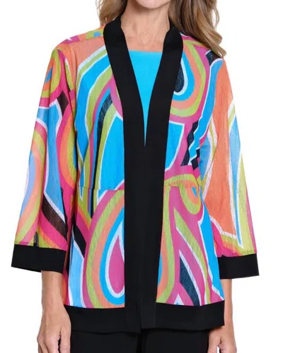 Multiples 3/4 Sleeve Onionskin Jacket In Multi