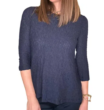 Multiples 3/4 Sleeve Scoop Neck Swing Top In Blue