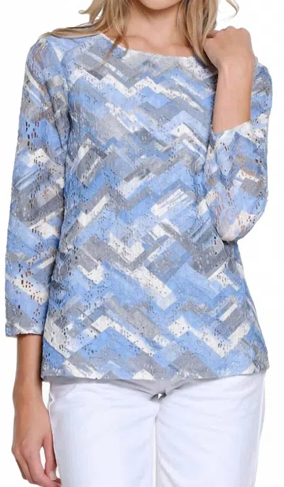 Multiples 3/4 Sleeve Scoop Neck Top In Blue