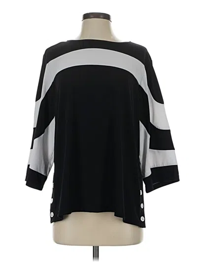 Pre-owned Multiples 3/4 Sleeve Top Black Boatneck Tops