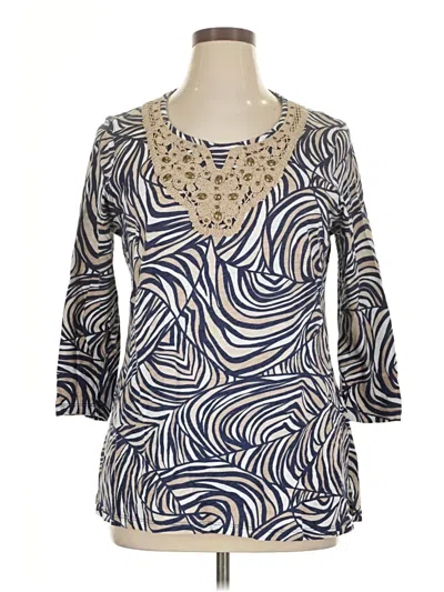 Pre-owned Multiples 3/4 Sleeve Top Blue V Neck Tops