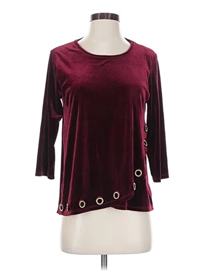 Pre-owned Multiples 3/4 Sleeve Top Burgundy Keyhole Neckline Tops