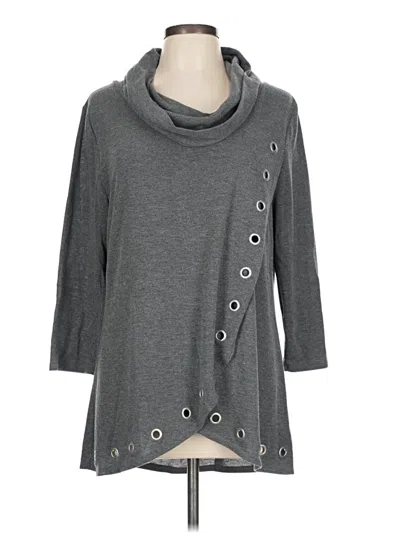 Pre-owned Multiples 3/4 Sleeve Top Gray Cowl Neck Tops