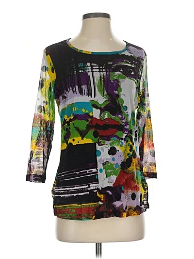 Pre-owned Multiples 3/4 Sleeve Top Green Scoop Neck Tops