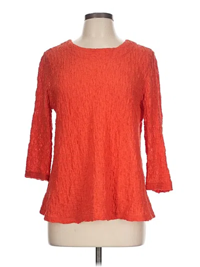 Pre-owned Multiples 3/4 Sleeve Top Orange Boatneck Tops