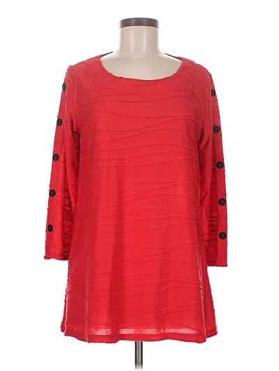 Pre-owned Multiples 3/4 Sleeve Top Red Boatneck Tops