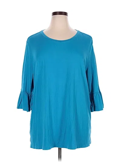 Pre-owned Multiples 3/4 Sleeve Top Teal Boatneck Tops