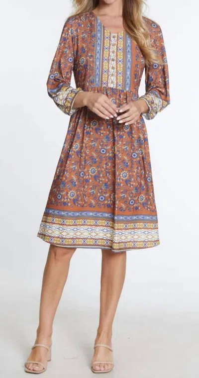 Multiples 3/4 Sleeve V-neck Mini Dress In Multicolor