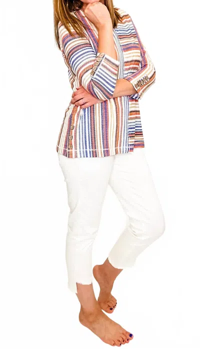 Multiples Ankle Jean With Angled Hem In Ivory In Multi