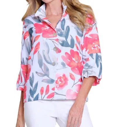 Multiples Blushing Garden Statement Jacket In Floral In Purple