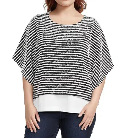 Multiples Boat Neck Poncho Top With Attached Tank In Black