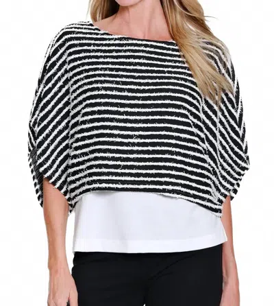 Multiples Boat Neck Poncho Top With Attached Tank In Black/white