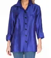 Multiples Button Front And Back Top In Royal In Blue