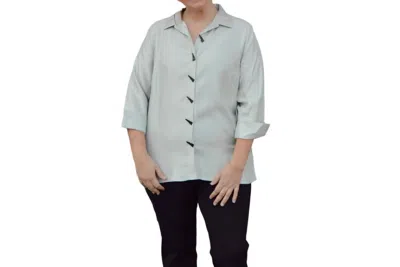Multiples Button Front High Low Shirt In Light Grey