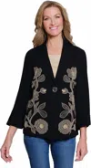 Multiples Button Front Shawl Collar Jacket In Black In Black