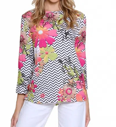 Multiples Chevron Embellished Top In Multi