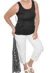 Multiples Cotton Spandex Layering Tank Top In Black In Black