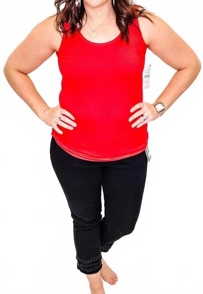 MULTIPLES COTTON SPANDEX LAYERING TANK TOP IN POPPY