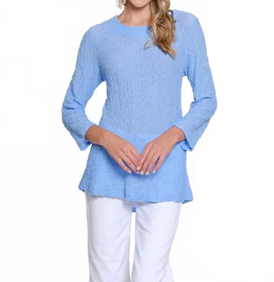 Multiples Crinkle Scoop Neck Top In Cornflower In Blue