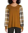 Multiples Cross My Heart Sweater In Brown In Brown