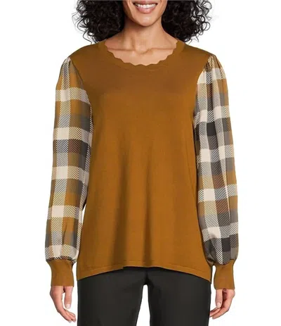 Multiples Cross My Heart Sweater In Brown