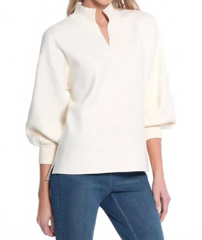 Multiples Cuffed 3/4 Sleeve Drop Shoulder Sweater In Winter White