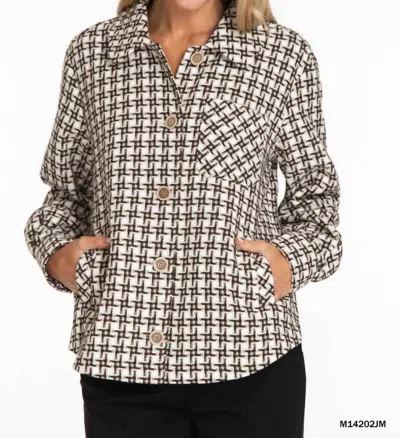 Multiples Cuffed Button Jacket In Brown