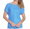 Multiples Cuffed Dolman Faux Button Front In Blue In Blue