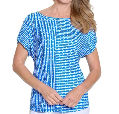Multiples Cuffed Dolman Faux Button Front In Blue