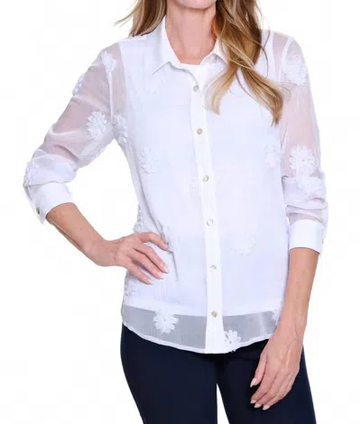 Multiples Cuffed Long Sleeve Button Front Shirt And Tank In White