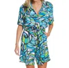 Multiples Cuffed Short Sleeve Romper In Abstract Multi In Multi