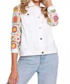 Multiples Cuffed Two Pocket Jean Jacket In White In White