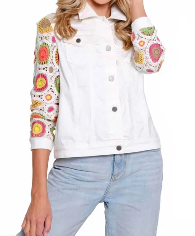 Multiples Cuffed Two Pocket Jean Jacket In White