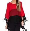 Multiples Day Dreaming Poncho Sweater In Ruby Red In Multi
