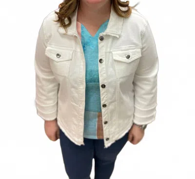 Multiples Denim Long Sleeve Jacket In White