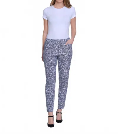 Multiples Ditzy Floral Print Twill Ankle Pant In Multi In Blue