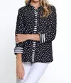 Multiples Dot Stripe Blouse In Black