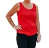 Multiples Double Scoop Neck Solid Knit Tank Top In Scarlet In Multi