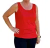 Multiples Double Scoop Neck Solid Knit Tank Top In Scarlet In Red