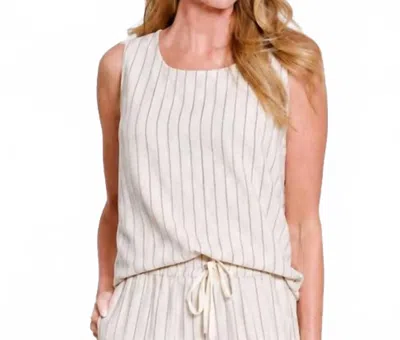 Multiples Double Scoop Neck Tank In Flax In Neutral