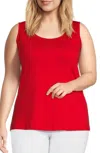 Multiples Double Scoop Neck Tank In Red In Red