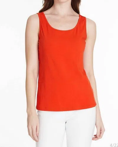Multiples Double Scoop Neck Tank Top In Deep Orange In Red