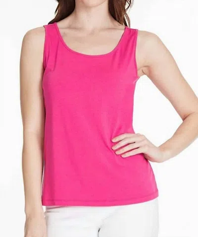 MULTIPLES DOUBLE SCOOP NECK TANK TOP IN FUCHSIA