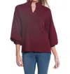 Multiples Drop Shoulder Mock Neck Sweater In Eggplant In Beige