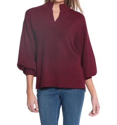 Multiples Drop Shoulder Mock Neck Sweater In Eggplant In Beige