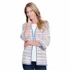 Multiples Drop Shoulder Open Front Sweater Jacket In Multi In Blue