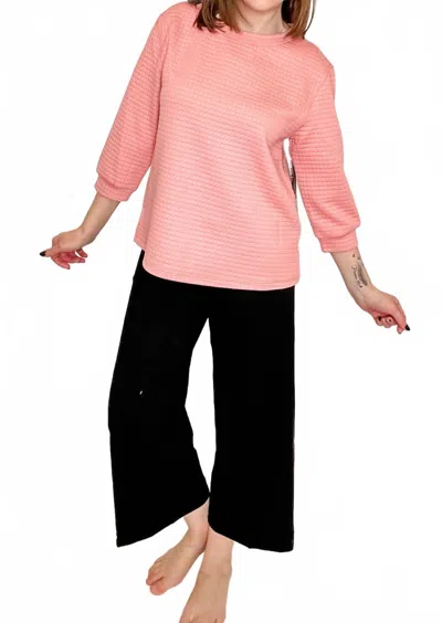 Multiples Drop Shoulder Quilted Top In Blush Pink