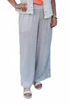 Multiples Elastic Shirred Pant Wide Leg Crop In Multi In Blue