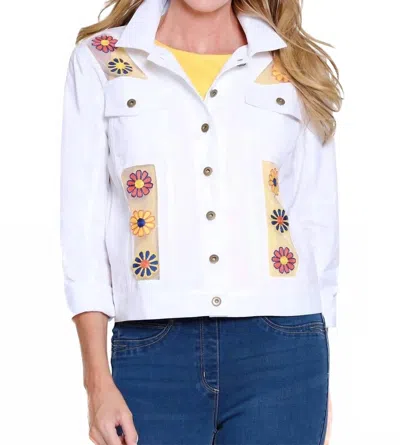 Multiples Embroidered Twill Jacket In White